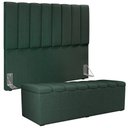 Ver imagem 5 de Kit Cabeceira Cama Box Casal 140 cm Calçadeira Recamier Baú Dália W01 Linho Verde Musgo - Lyam