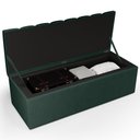 Ver imagem 4 de Kit Cabeceira Cama Box Casal 140 cm Calçadeira Recamier Baú Dália W01 Linho Verde Musgo - Lyam