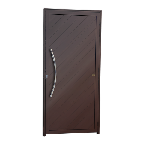 Porta Alumínio Lambril Savana c/Puxador e.Marrom Corten 90 Brimak