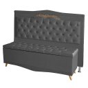 Ver imagem 1 de Kit Cabeceira de Cama Box e Calçadeira Baú Madri Casal 140 Cm Suede Grafite do Lar Móveis e Decoraçã