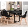 Mesa de Jantar Maldiva Industrial F01 com 6 Cadeiras Ayla Preto Base de Madeira - 2
