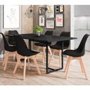 Ver imagem 2 de Mesa de Jantar Maldiva Industrial F01 com 6 Cadeiras Ayla Preto Base de Madeira
