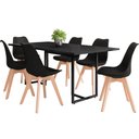 Ver imagem 1 de Mesa de Jantar Maldiva Industrial F01 com 6 Cadeiras Ayla Preto Base de Madeira