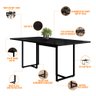 Mesa de Jantar Maldiva Industrial F01 com 6 Cadeiras Ayla Preto Base de Madeira - 3