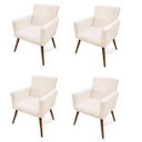 Ver imagem 1 de Kit 4 Poltrona Cadeira Decorativa Alice Suede Bege para Escritório Sala de Estar Recepção Quarto Pés