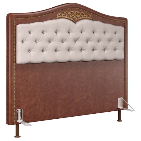 Cabeceira Cama Box Casal King 195cm Imperial J02 Facto Marrom/Bege- Mpozenato
