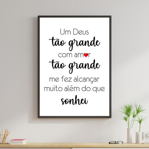 Quadro Um Deus Tão Grande 45x34cm - com vidro:Madeira preta