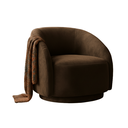 Ver imagem 2 de Poltrona Decorativa Orgânica Giratória Veludo Marrom Premium Suporta 150kg Luxo Montada Design Curvo