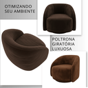 Ver imagem 3 de Poltrona Decorativa Orgânica Giratória Veludo Marrom Premium Suporta 150kg Luxo Montada Design Curvo