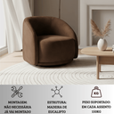Ver imagem 6 de Poltrona Decorativa Orgânica Giratória Veludo Marrom Premium Suporta 150kg Luxo Montada Design Curvo