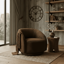 Ver imagem 1 de Poltrona Decorativa Orgânica Giratória Veludo Marrom Premium Suporta 150kg Luxo Montada Design Curvo