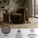 Ver imagem 5 de Poltrona Decorativa Orgânica Giratória Veludo Marrom Premium Suporta 150kg Luxo Montada Design Curvo