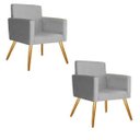 Ver imagem 1 de Kit 2 Poltrona Cadeira Decorativa Beatriz Suede Cinza para Escritório Sala de Estar Recepção Quarto