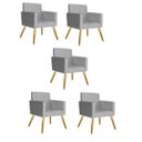 Ver imagem 1 de Kit 5 Poltrona Cadeira Decorativa Beatriz Suede Cinza para Escritório Sala de Estar Recepção Quarto