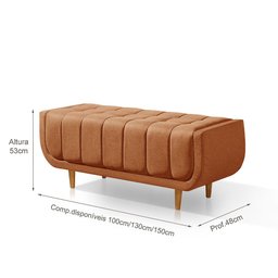 Recamier Alemanha 1,50M com Base Madeira Linho Sofatec - 3