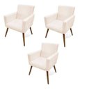 Ver imagem 1 de Kit 3 Poltrona Cadeira Decorativa Beatriz Suede Bege para Escritório Sala de Estar Recepção Quarto P
