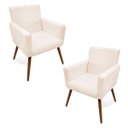 Ver imagem 1 de Kit 2 Poltrona Cadeira Decorativa Alice Suede Bege para Escritório Sala de Estar Recepção Quarto Pés