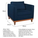 Ver imagem 5 de Kit Sofá 3 Lugares e 2 Poltronas Europa 180 cm Estilo Conforto e Elegância Suede Azul Marinho - ADJ