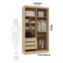 Ver imagem 3 de Guarda Roupa Modulado Mônaco 2 Portas de Correr 3 Gavetas MDF MDP Carvalho-Graff Luciane Móveis
