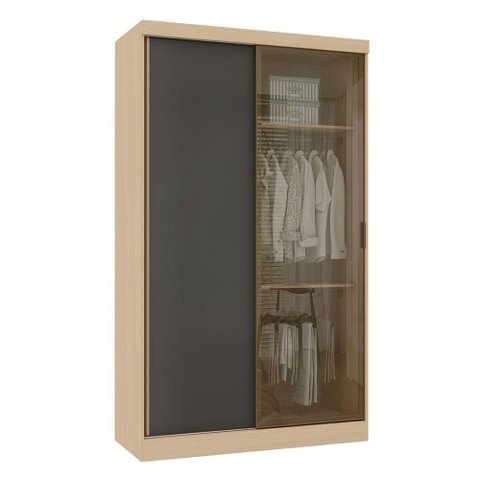 Guarda Roupa Modulado Mônaco 2 Portas de Correr 3 Gavetas MDF MDP Carvalho-Graff Luciane Móveis