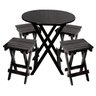 Conjunto Premium de Mesa Dobravel de Madeira 60cm Redondo com 4 Banquinhos Dobraveis Preto - 1