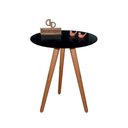 Ver imagem 1 de Mesa de Canto Pés Palito Amadeirado com Tampo Vidro 70cm Preto 60cm