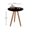 Ver imagem 2 de Mesa de Canto Pés Palito Amadeirado com Tampo Vidro 70cm Preto 60cm
