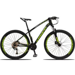 Bicicleta Aro 29 Quadro 19 Alumínio 27v Câmbio Shimano Freio Hidráulico TX Preto/Amarelo- Dropp - 1