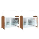 Ver imagem 1 de Berço / Mini Cama Infantil Bala de Menta 3 em 1 (2 Un) Rústico/Branco - Henn