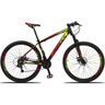 Bicicleta Aro 29 Quadro 21 Alumínio 21v Suspensão Freio Disco Mecânico Z3 Preto/Red/Yellow - Dropp - 1