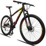 Bicicleta Aro 29 Quadro 21 Alumínio 21v Suspensão Freio Disco Mecânico Z3 Preto/Red/Yellow - Dropp - 3