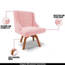 Ver imagem 4 de Kit 2 Cadeiras Decorativas Sala de Jantar Base Giratória de Madeira Firenze Suede Rosa Bebê/Natural 