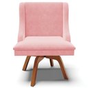 Ver imagem 7 de Kit 2 Cadeiras Decorativas Sala de Jantar Base Giratória de Madeira Firenze Suede Rosa Bebê/Natural