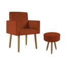Ver imagem 1 de Poltrona Decorativa Cadeira Sala com Puff Balaqui Decor Terracota