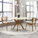 Ver imagem 2 de Mesa de Jantar Redonda Madeira com Vidro Orion - Off White/imbuia:135cm