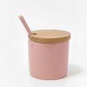 Ver imagem 1 de Porta Condimentos Cerâmica e Bambu Moderno 300ml - Luxo:rosa