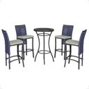 Ver imagem 1 de Mesa Bistrô com 4 Banquetas Roma Preta Corda Náutica 3 Trama Azul