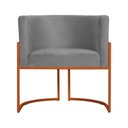 Ver imagem 4 de Kit 02 Poltrona Luana Luxo Suede Cinza Base Bronze - Fm
