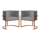 Ver imagem 1 de Kit 02 Poltrona Luana Luxo Suede Cinza Base Bronze - Fm