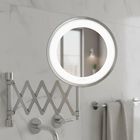 Espelho de Aumento com Led para Maquiagem Flex Lux - Cromo