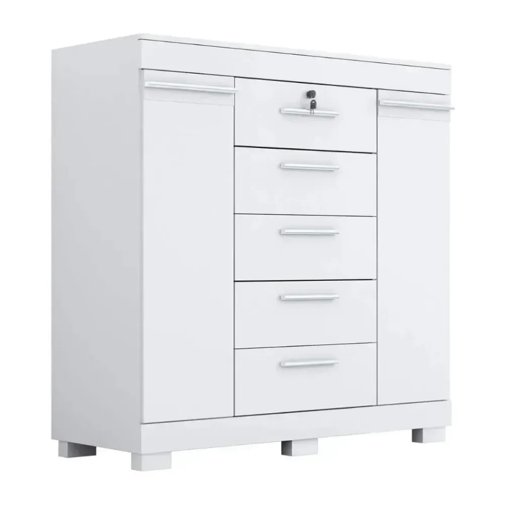 Cômoda Diana com 05 Gavetas e 02 Porta Acp - Branco