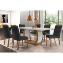 Ver imagem 3 de Conjunto: Mesa de Cozinha Jade Tampo Madeirado C/ Vidro Canto Curvo 180x90 e 6 Cadeiras Imperatriz