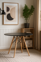 Ver imagem 1 de Mesa Eiffel Sala de Jantar Estilo Moderno Tampo Mdf Cor Preto 90cm
