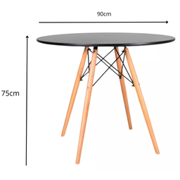 Mesa Eiffel Sala de Jantar Estilo Moderno, Tampo Mdf Cor Preto 90cm - 9