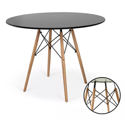Mesa Eiffel Sala de Jantar Estilo Moderno, Tampo Mdf Cor Preto 90cm - 8