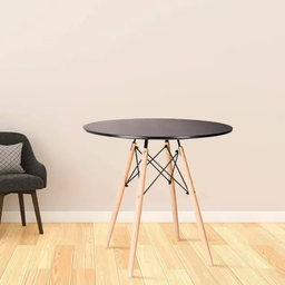 Mesa Eiffel Sala de Jantar Estilo Moderno, Tampo Mdf Cor Preto 90cm - 7