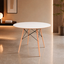 Ver imagem 1 de Mesa Eames Eiffel Wood 110cm Branca em MDF para Sala de Jantar e Cozinha