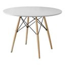 Ver imagem 1 de Mesa Eames Eiffel Wood 110cm Branca em MDF para Sala de Jantar e Cozinha