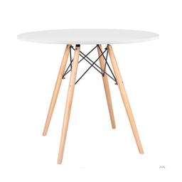Mesa Eiffel Redondo Tampo de Madeira 90cm Branco - 6