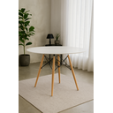 Ver imagem 1 de Mesa Eiffel Eames Redondo Tampo de Madeira 90cm Branco